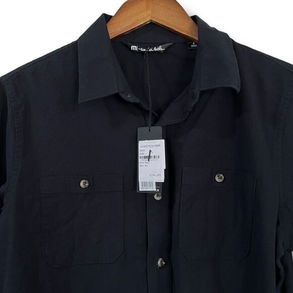 NWT Travis Mathew Mens Sz S Cloud Flannel Button Up Long Sleeve Shirt Black $140 - Picture 6 of 11